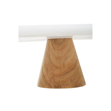 Monzaro White Marble and Acacia Wood Cake Stand