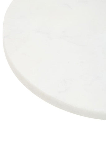 Monzaro Round White Marble and Acacia Wood Cake Stand