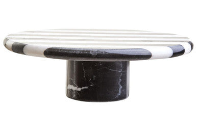 Soma Large Black and White Striped Marble Cake Stand