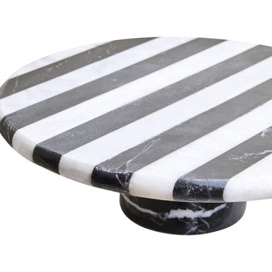 Soma Large Black and White Striped Marble Cake Stand