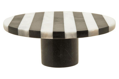 Soma Small Black and White Striped Marble Cake Stand