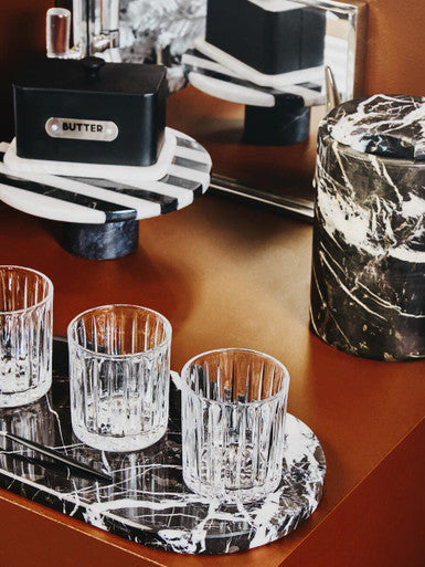 Soma Small Black and White Striped Marble Cake Stand