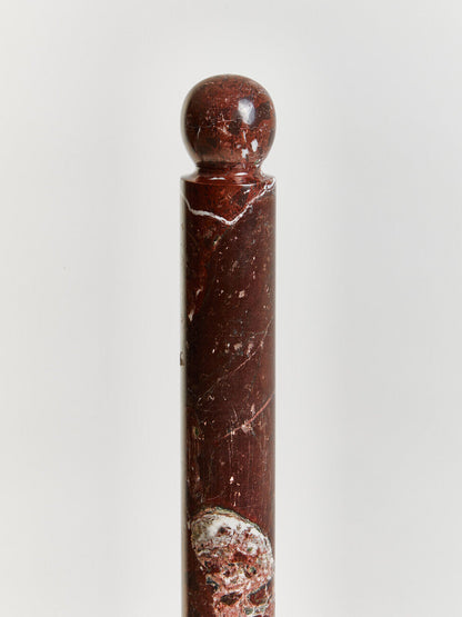 Top of a Salmo Red & White Marble Kitchen Roll Holder on a white background