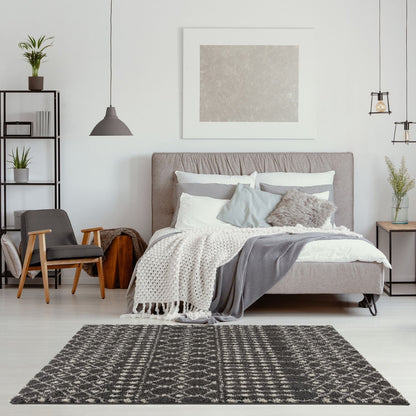 Moroccan Dark Grey Shaggy Rug | 1040