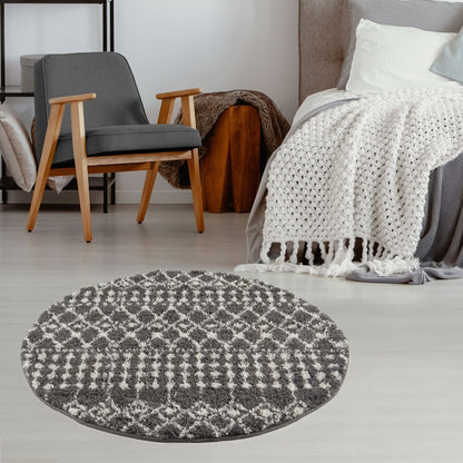 Moroccan Dark Grey Shaggy Rug | 1040