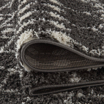 Moroccan Dark Grey Shaggy Rug | 1040
