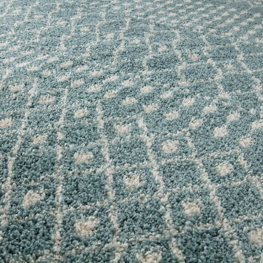 Moroccan Duck Egg Blue Shaggy Rug | 1050