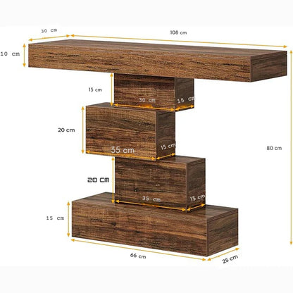 107cm Farmhouse Console Table | Geometric Base Sofa & Accent Table