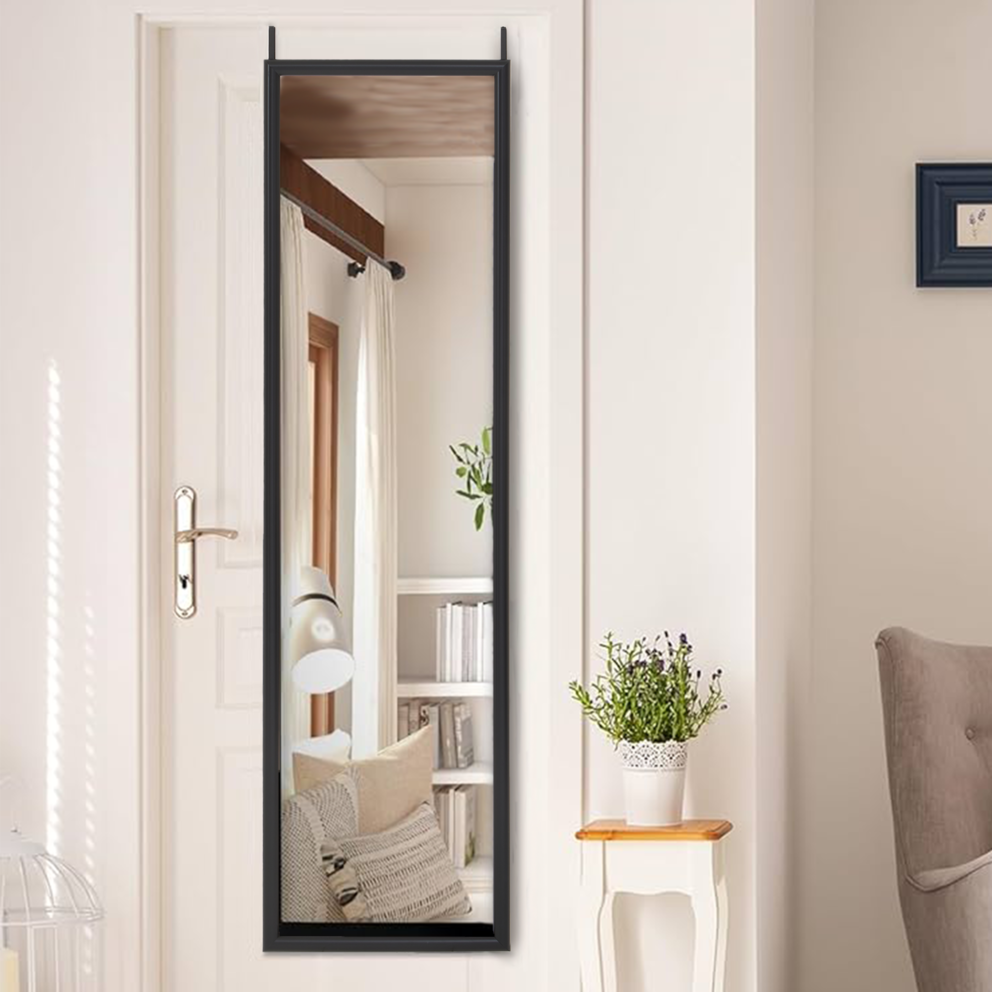 Mize Over Door Full-Length Mirror | Black Plastic Frame