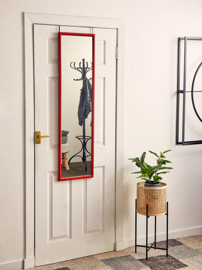 Mize Red Over Door Full-Length Mirror | Slim Space-Saving Design