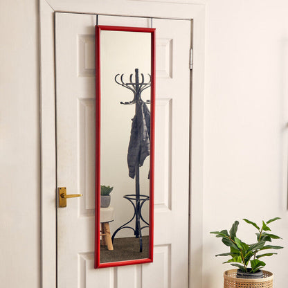 Mize Red Over Door Full-Length Mirror | Slim Space-Saving Design
