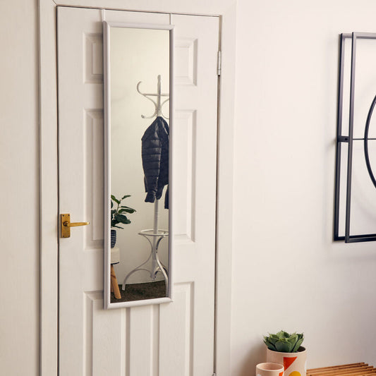 Mize White Over Door Mirror — Slim Full-Length Design