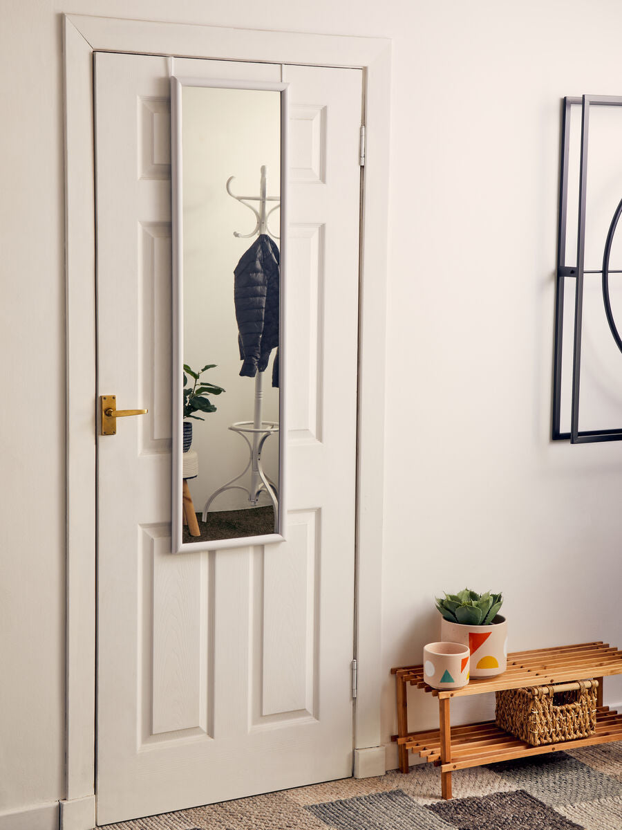 Mize White Over Door Mirror — Slim Full-Length Design