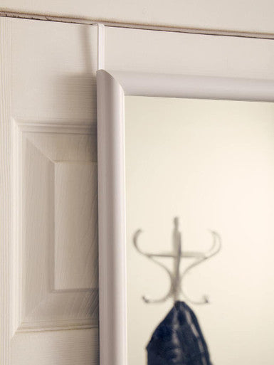 Mize White Over Door Mirror — Slim Full-Length Design