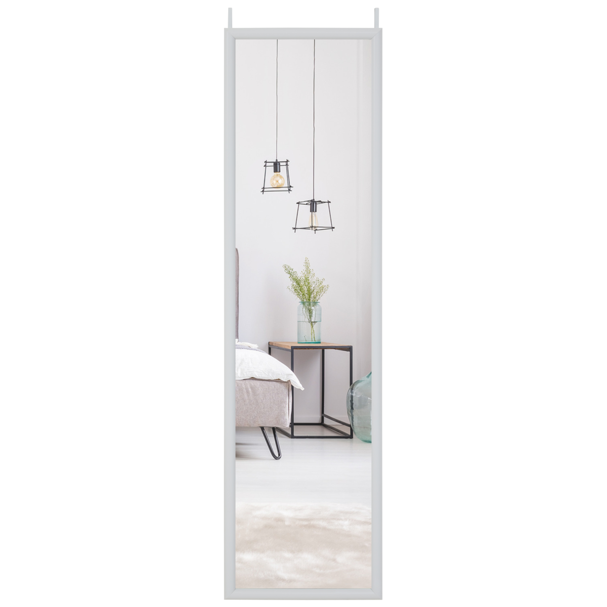 Mize White Over Door Mirror — Slim Full-Length Design