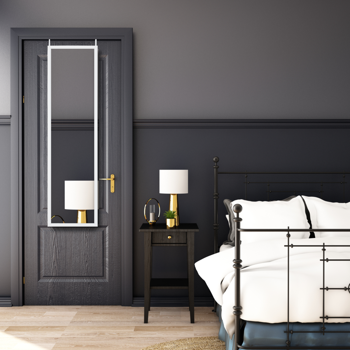 Mize White Over Door Mirror — Slim Full-Length Design