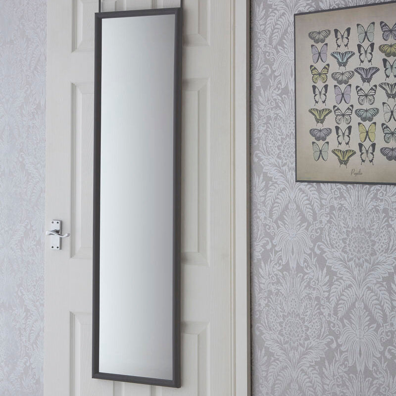 Mize Over Door Grey Mirror with Slim Plastic Frame