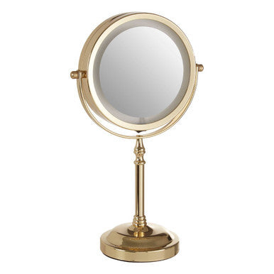 Gold Colour Iron LED Table Mirror – Cassini