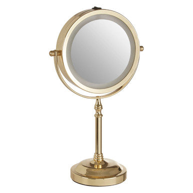 Gold Colour Iron LED Table Mirror – Cassini