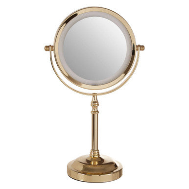 Gold Colour Iron LED Table Mirror – Cassini