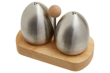 Natural Origins Stainless Steel and Rubber Wood Salt & Pepper Shakers