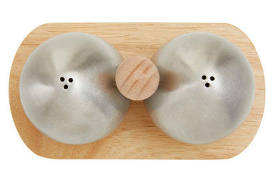Natural Origins Stainless Steel and Rubber Wood Salt & Pepper Shakers