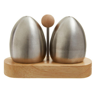 Natural Origins Stainless Steel and Rubber Wood Salt & Pepper Shakers