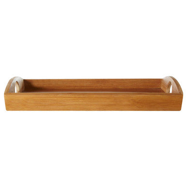 Aleki natural bamboo rectangular serving tray with cut-out handles