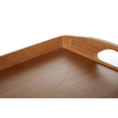 Bamboo tray styled on a dining table