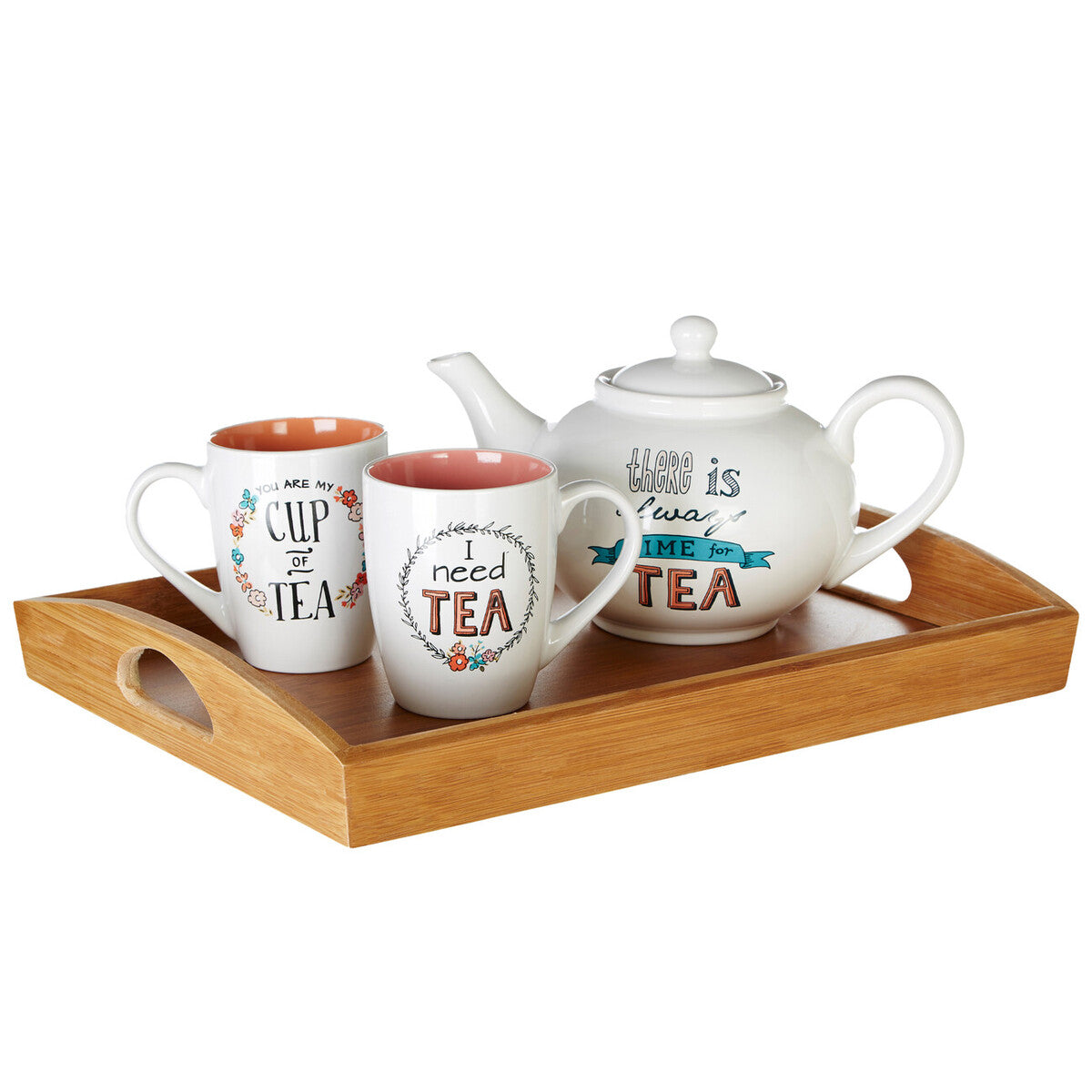Bamboo serving tray styled with breakfast items