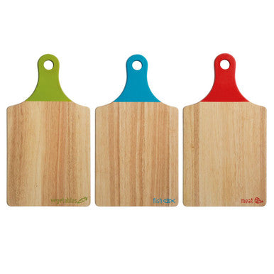 Dahra Set of 3 Colour-Coded Rubberwood Chopping Boards