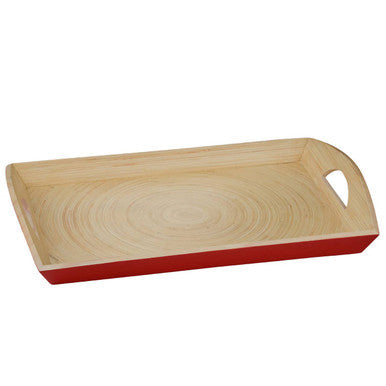 Red rectangular bamboo serving tray, Kyoto