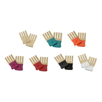 Kyoto Red Bamboo Salad Hand Servers | Natural & Red Set of 2