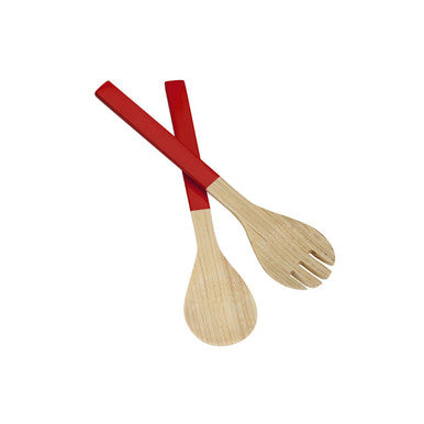 Kyoto Bamboo Salad Servers | Natural & Red