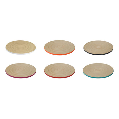 Turquoise bamboo charger plate styled on a dining table