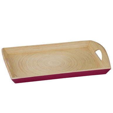 Raspberry rectangular bamboo serving tray, Kyoto
