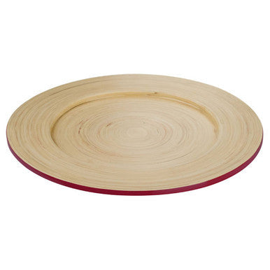 Raspberry bamboo charger plate in natural and pink