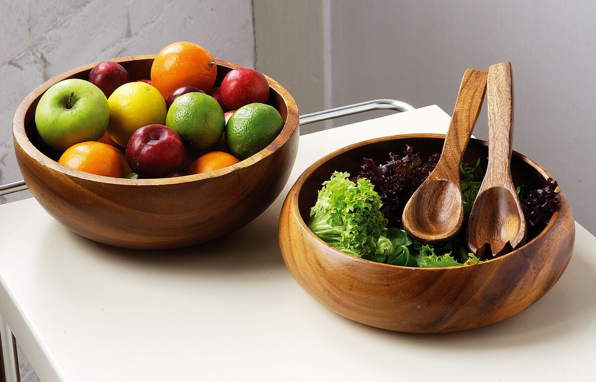 Kora Acacia Wood Round Fruit and Salad Bowl