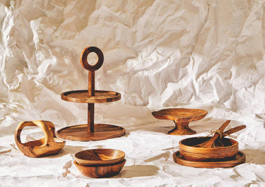 Kora Acacia Wood Large Salad Servers | Hand Carved Set of 2