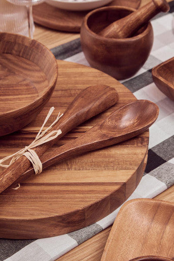 Kora Acacia Wood Large Salad Servers | Hand Carved Set of 2