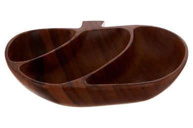 Acacia three section apple shaped serving dish, Kora
