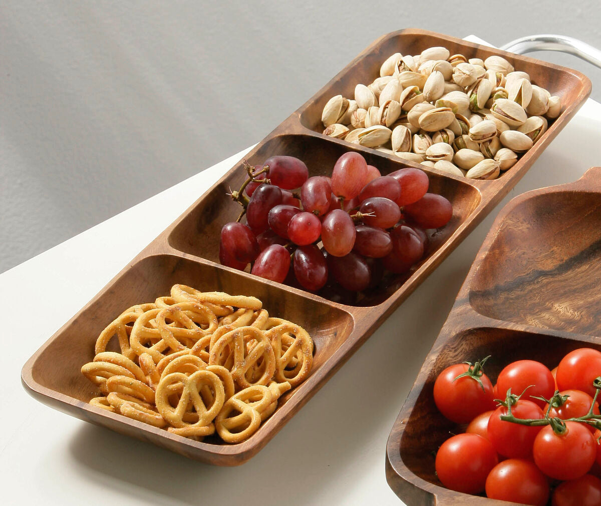 Acacia three section rectangular serving dish, Kora
