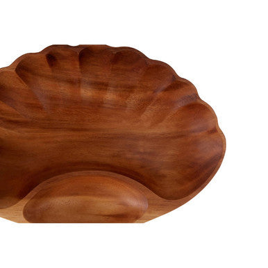 Side view of the acacia chip and dip dish
