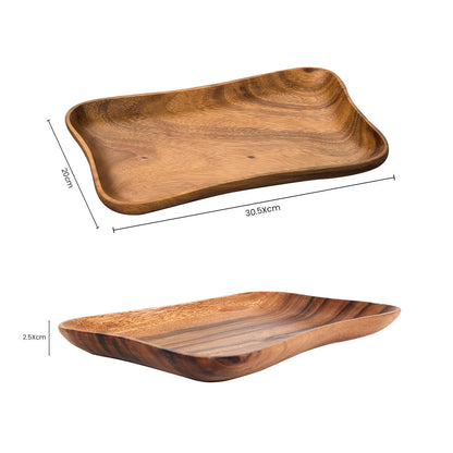 Dimensions diagram for the curved rectangle serving dish