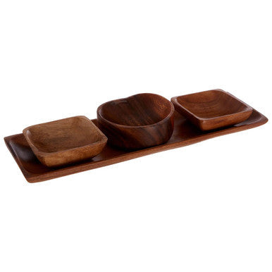 Acacia Wood 3 Piece Serving Dish Set with Tray | Kora