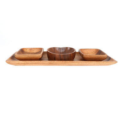 Acacia Wood 3 Piece Serving Dish Set with Tray | Kora