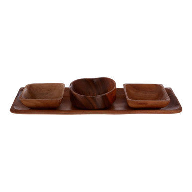 Acacia Wood 3 Piece Serving Dish Set with Tray | Kora