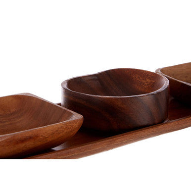 Acacia Wood 3 Piece Serving Dish Set with Tray | Kora