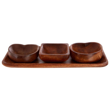Acacia 3 Piece Serving Dish Set with Tray | Kora