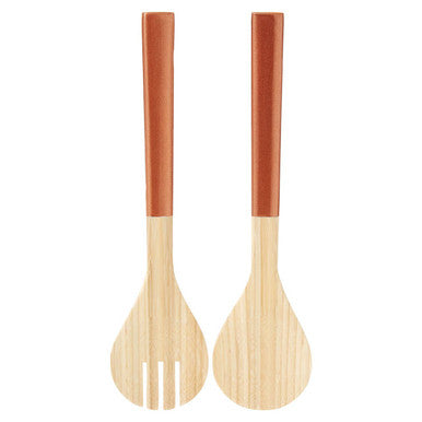 Kyoto Rose Gold Bamboo Salad Servers | Handcrafted Set of 2